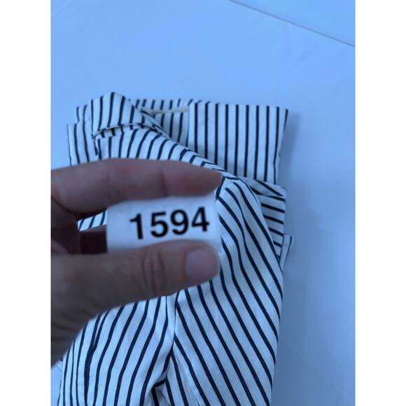 CAbi Jacket Womens 4 White Navy Pinstripe Striped Bell Sleeve Blazer Style 5295 - Picture 10 of 10